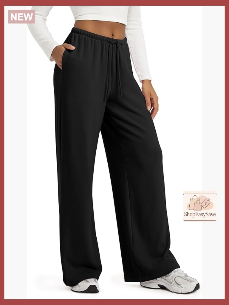 Wide Leg Fleece Sweatpants High Rise Relaxed Lounge Pockets Cozy Warm Y2k